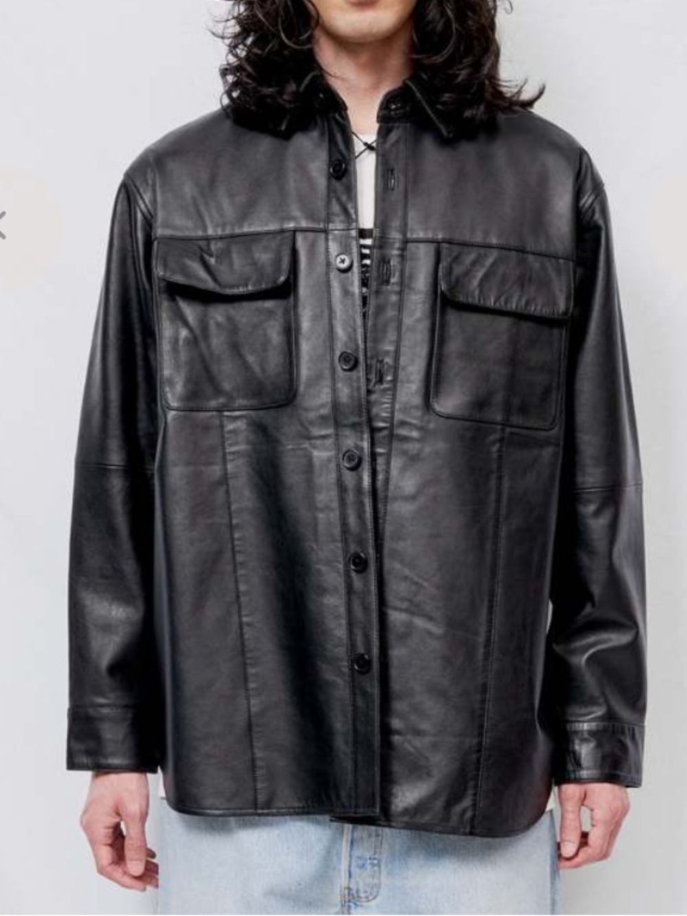 Men's or Unisex Black Leather Shaket by Swedish Designer - NWT, XS-XL
